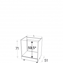 Szafka dolna stojąca pod zabudowę piekarnika i płyty grzewczej DP... KAMMONO F7 Szkic