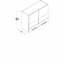 Szafka górna wisząca 2 drzwi witryna WW…/61 KAMMONO F7 Szkic