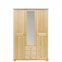 Szafa 3D drewniana sosnowa z szufladami i lustrem SF100 Podstawowe