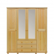 Szafa 4D drewniana sosnowa z szufladami i lustrem SF130 Podstawowe