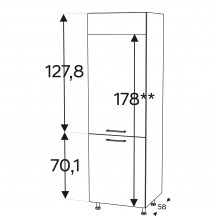Szafka dolna wysoka słupek pod zabudowę lodówki 60 cm SL60/71 KAMMONO F7 Szkic