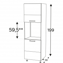 Szafka dolna wysoka słupek pod zabudowę piekarnika 2 drzwi 60 cm SDP60/71 KAMMONO F7 Szkic