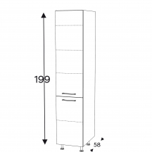 Szafka dolna wysoka słupek spiżarka 2 drzwi SD..D2/71 KAMMONO P4 Szkic