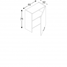 Szafka górna wisząca okapowa 1 drzwi WP60.1 Prawa KAMMONO F7 Szkic