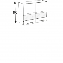 Szafka górna wisząca 2 drzwi witryna WW…/90 KAMMONO P4 Szkic