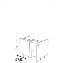 Szafka dolna stojąca narożna pod zlewozmywak 2 drzwi 100 x 70 cm Lewa DRZ100x70 KAMMONO P2 Szkic