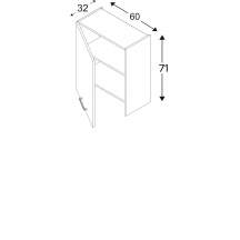Szafka górna wisząca okapowa 1 drzwi WP60.1 Lewa KAMMONO P2 Szkic