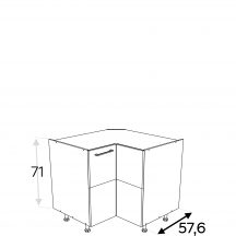 Szafka dolna stojąca narożna 2 drzwi 90 x 90 cm DRP90 KAMMONO P2 Szkic
