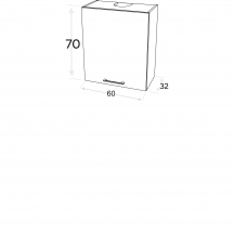 Szafka górna wisząca z okapem 1 drzwi Lewa W60.1/P… KAMMONO P2 Szkic