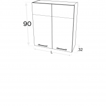 Szafka górna wisząca z suszarką 2 drzwi WS.../90 KAMMONO P2 Szkic