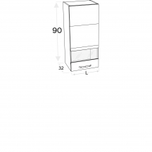 Szafka górna wisząca 1 drzwi witryna Prawa WW… .1/90 KAMMONO P2 Szkic