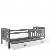 Łóżko dla dziecka drewniane z materacem KUBUŚ Grafit Podstawowe (1)