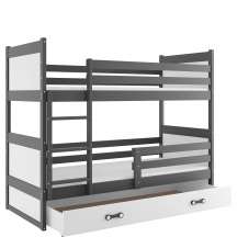 Łóżko piętrowe dziecięce RICO z materacami i szufladą Grafit Podstawowe (1)