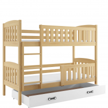Łóżko piętrowe dziecięce KUBUŚ z materacami i szufladą Sosna Podstawowe (1)