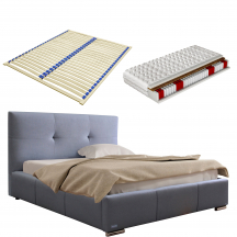 Łóżko tapicerowane LILY 200 x 200 z materacem i ze stelażem easypack Podstawowe (1)