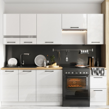 Zestaw mebli kuchennych 1,8/2,4 Biały / Biały Połysk OSCAR Podstawowe