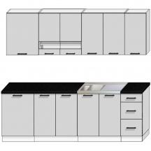 Zestaw mebli kuchennych 2,6 Biały / Biały Połysk OSCAR Podstawowe