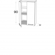 Szafka górna wisząca z suszarką 2 drzwi WS.../90 KAMMONO F8 Szkic