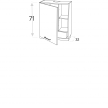 Szafka górna wisząca z okapem 1 drzwi Lewa W60.1/P… KAMMONO F8 Szkic