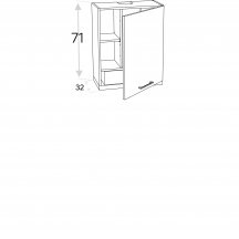 Szafka górna wisząca z okapem 1 drzwi Prawa W60.1/P… KAMMONO F8 Szkic