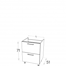 Szafka dolna stojąca 2 szuflady o zwiększonej wytrzymałości DSS.../2PŁ KAMMONO F8 Szkic