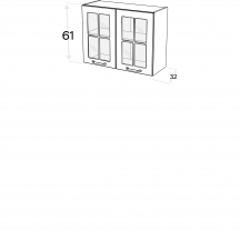 Szafka górna wisząca 2 drzwi witryna WW…/61 KAMMONO F8 Szkic