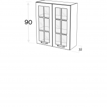 Szafka górna wisząca 2 drzwi witryna WW…/90 KAMMONO F8 Szkic