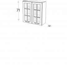 Szafka górna wisząca 2 drzwi witryna WW…/71 KAMMONO F8 Szkic