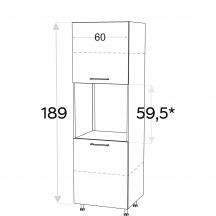 Szafka dolna wysoka słupek pod zabudowę piekarnika 2 drzwi 60 cm SDP60 KAMMONO F8 Szkic