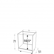 Szafka dolna stojąca pod zabudowę piekarnika i płyty grzewczej DP... KAMMONO F8 Szkic