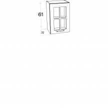 Szafka górna wisząca 1 drzwi witryna Lewa WW… .1/61 KAMMONO F8 Szkic