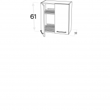 Szafka górna wisząca z suszarką 2 drzwi WS.../61 KAMMONO F8 Szkic