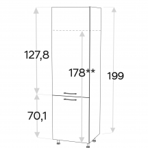 Szafka dolna wysoka słupek pod zabudowę lodówki 60 cm SL60/71 KAMMONO F8 Szkic