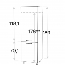 Szafka dolna wysoka słupek pod zabudowę lodówki 60 cm SL60 KAMMONO F8 Szkic
