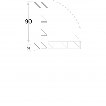Szafka górna wisząca otwarta z półkami WB...UNI18/90 KAMMONO Szkic