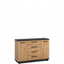 Komoda IN-01 Dąb Artisan / Czarny INES Podstawowe