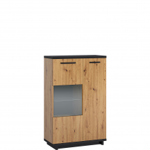 Kredens IN-12 Dąb Artisan / Czarny INES Podstawowe