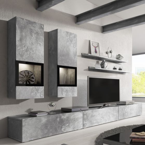 Meblościanka do salonu Jasny Beton 24O1BM10 TYP-10 BAROS Podstawowe