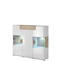 Komoda wysoka z witryną Biały Połysk / San Remo 2494DW46 TYP-46 TOLEDO Podstawowe