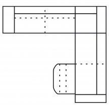 Narożnik z funkcją spania i z relaksem manualnym 1 recliner 2,5FL-E-2RFman(1rf)P URBANO Szkic