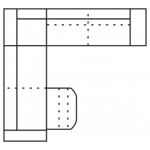 Narożnik z funkcją spania i z relaksem manualnym 1 recliner 2RFman(1rf)L-E-2,5FP URBANO Szkic