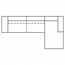 Narożnik z funkcją spania i z pojemnikiem 2DL-REC NESTO Szkic