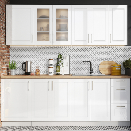 Zestaw mebli kuchennych 2,60 Biały Połysk NATALIA Podstawowe