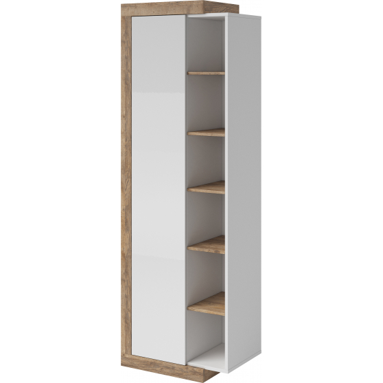 Wysoki regał z drzwiami Dąb Samdal / Biały Połysk 24BSKS05 TYP-05 SINTRA Podstawowe