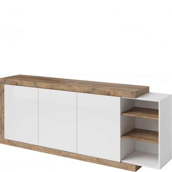 Duża komoda 220 cm Dąb Samdal / Biały Połysk 24BSKS43 TYP-43 SINTRA Podstawowe