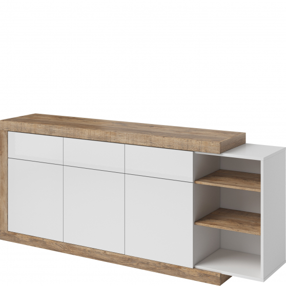 Duża komoda 200 cm Dąb Samdal / Biały Połysk 24BSKS25 TYP-25 SINTRA Podstawowe