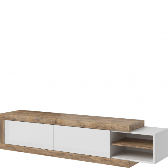 Szafka RTV rozsuwana Dąb Samdal / Biały Połysk 24BSKS40 TYP-40 SINTRA Podstawowe