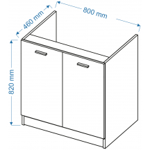 Szafka pod zlewozmywak 2 drzwi DZ 8 ECOMODEL Szkic