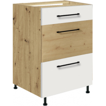 Szafka dolna stojąca 3 szuflady 50 cm 9D INFINITY WHITE Podstawowe