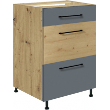 Szafka dolna stojąca 3 szuflady 50 cm 9D INFINITY GRAY Podstawowe